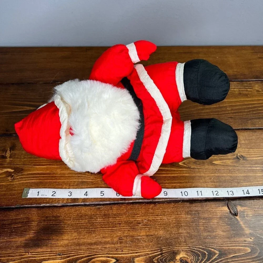 Vintage Santa Claus Red Nylon Plush Stuffed Toy Christmas J.S. International